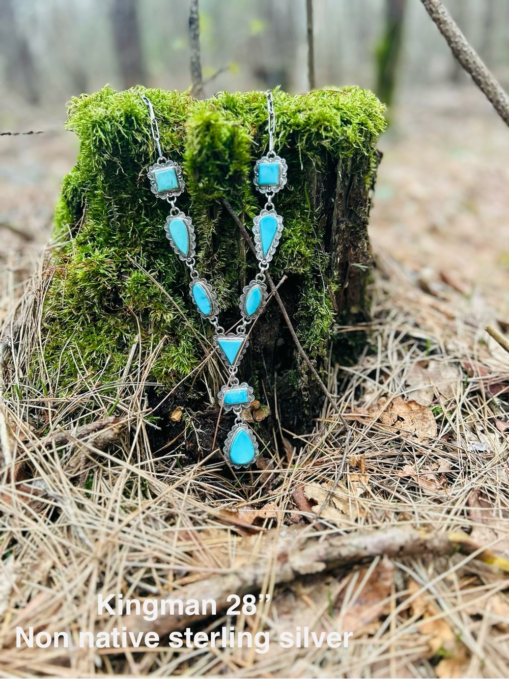 Sterling Silver Turquoise Statement Necklace - Blue
